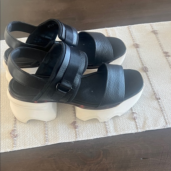 Sorel Black and Cream Platform Sandals - Picture 1 of 7